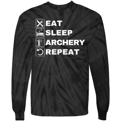 Eat Sleep Archery Repeat Bow And Arrow Archer Funny Archery Archer Bow & Arrow Tie-Dye Long Sleeve Shirt