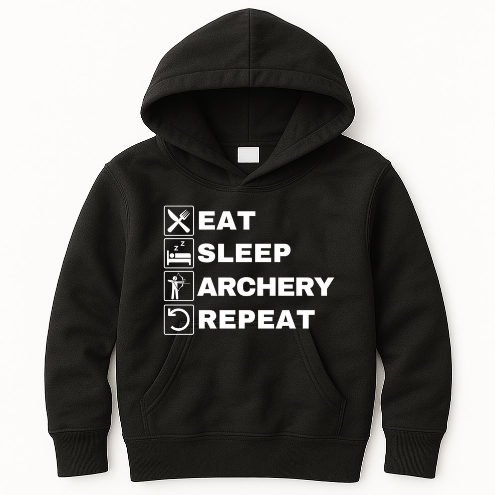 Eat Sleep Archery Repeat Bow And Arrow Archer Funny Archery Archer Bow & Arrow Kids Hoodie