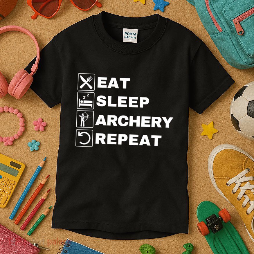 Eat Sleep Archery Repeat Bow And Arrow Archer Funny Archery Archer Bow & Arrow Kids T-Shirt