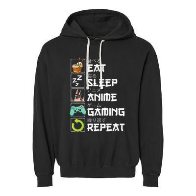 Eat Sleep Anime Gaming Repeat Kawaii Otaku Anime Manga Garment-Dyed Fleece Hoodie