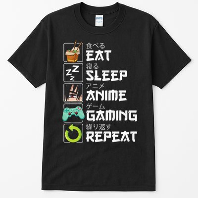 Eat Sleep Anime Gaming Repeat Kawaii Otaku Anime Manga Tall T-Shirt