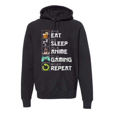 Eat Sleep Anime Gaming Repeat Kawaii Otaku Anime Manga Premium Hoodie