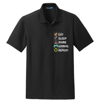 Eat Sleep Anime Gaming Repeat Kawaii Otaku Anime Manga Dry Zone Grid Polo