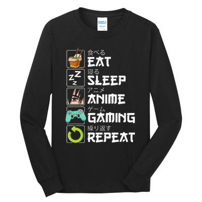 Eat Sleep Anime Gaming Repeat Kawaii Otaku Anime Manga Tall Long Sleeve T-Shirt