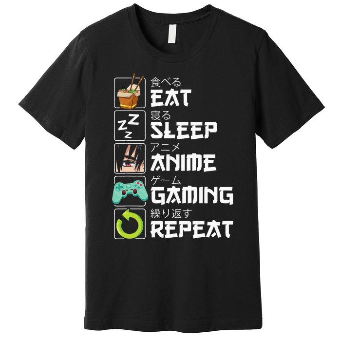 Eat Sleep Anime Gaming Repeat Kawaii Otaku Anime Manga Premium T-Shirt