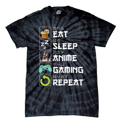 Eat Sleep Anime Gaming Repeat Kawaii Otaku Anime Manga Tie-Dye T-Shirt