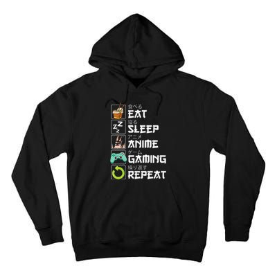 Eat Sleep Anime Gaming Repeat Kawaii Otaku Anime Manga Tall Hoodie