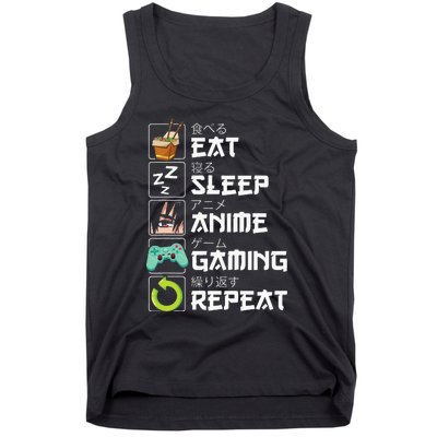 Eat Sleep Anime Gaming Repeat Kawaii Otaku Anime Manga Tank Top