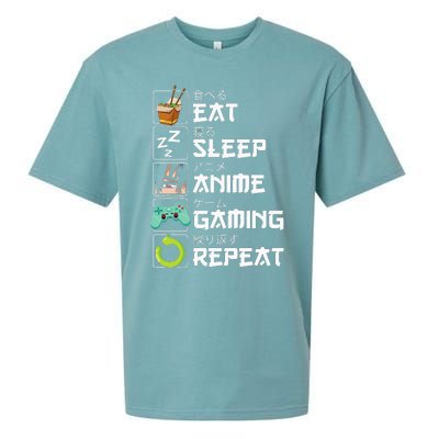 Eat Sleep Anime Gaming Repeat Kawaii Otaku Anime Manga Sueded Cloud Jersey T-Shirt