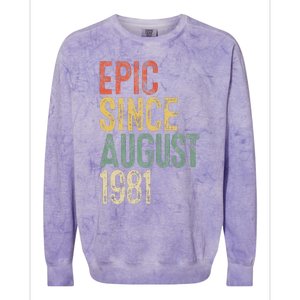 Epic Since August 1981 40th Birthday 40 Year Old Colorblast Crewneck Sweatshirt