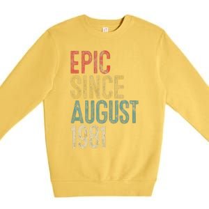 Epic Since August 1981 40th Birthday 40 Year Old Premium Crewneck Sweatshirt