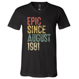 Epic Since August 1981 40th Birthday 40 Year Old V-Neck T-Shirt