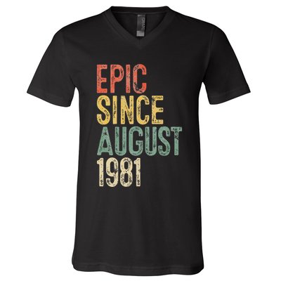 Epic Since August 1981 40th Birthday 40 Year Old V-Neck T-Shirt