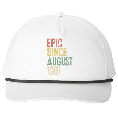 Epic Since August 1981 40th Birthday 40 Year Old Snapback Five-Panel Rope Hat