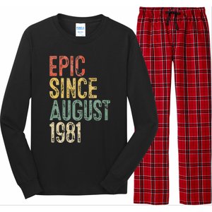 Epic Since August 1981 40th Birthday 40 Year Old Long Sleeve Pajama Set