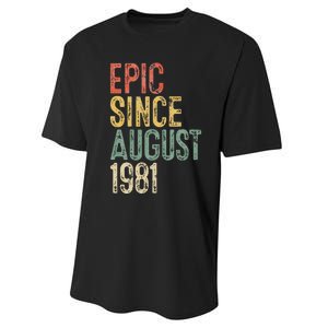 Epic Since August 1981 40th Birthday 40 Year Old Performance Sprint T-Shirt