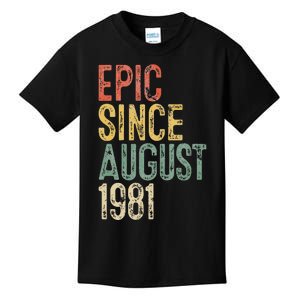 Epic Since August 1981 40th Birthday 40 Year Old Kids T-Shirt