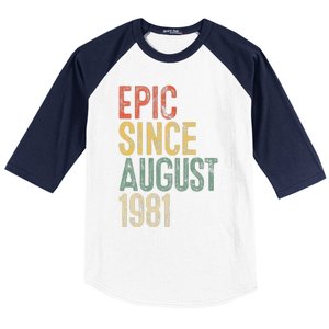 Epic Since August 1981 40th Birthday 40 Year Old Baseball Sleeve Shirt