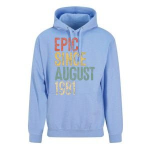 Epic Since August 1981 40th Birthday 40 Year Old Unisex Surf Hoodie