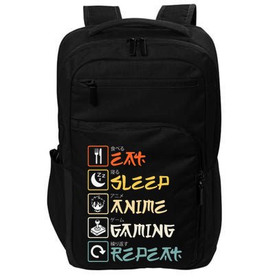 Eat Sleep Anime Gaming Repeat Gamer Gift Impact Tech Backpack