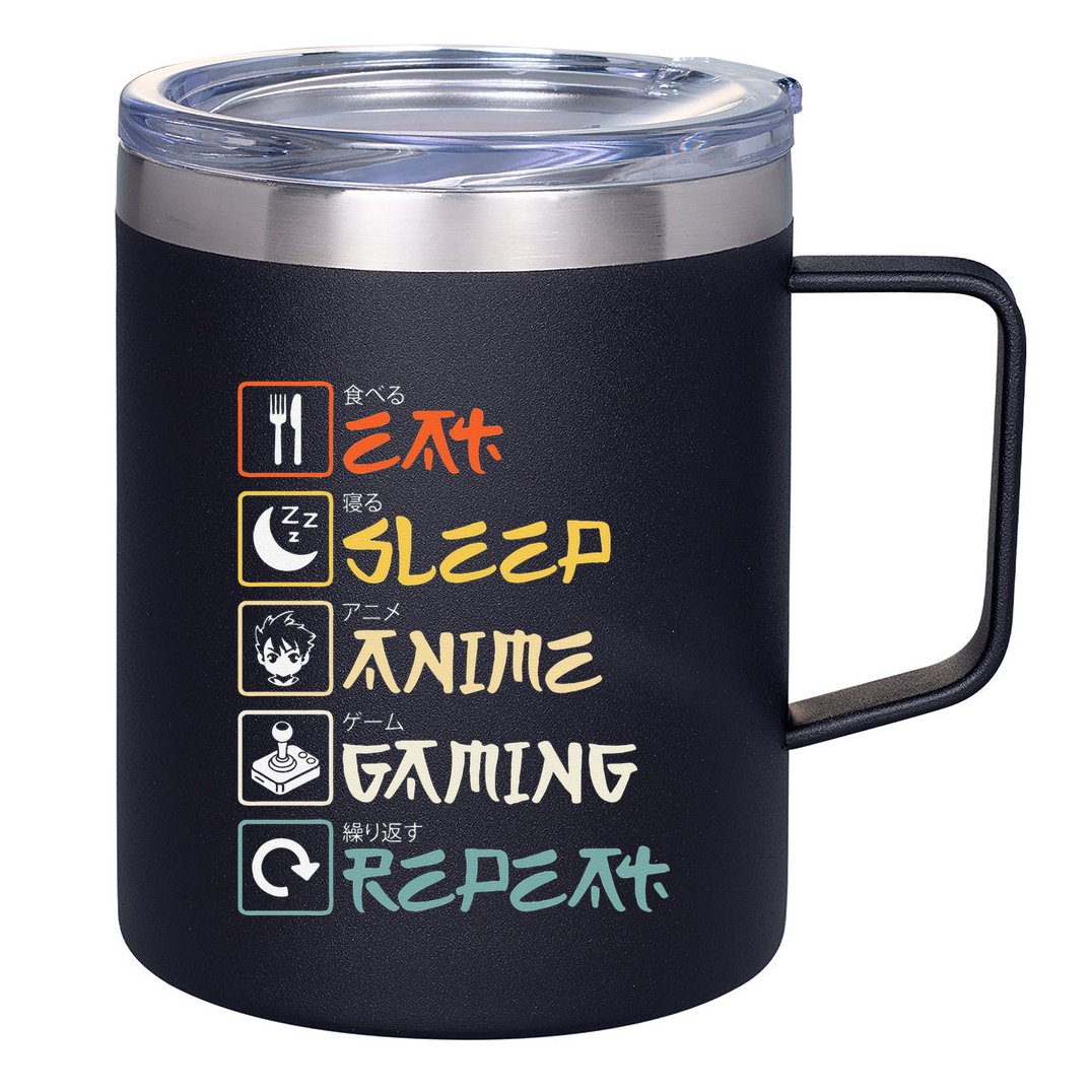 Eat Sleep Anime Gaming Repeat Gamer Gift 12oz Stainless Steel Coffee Mug