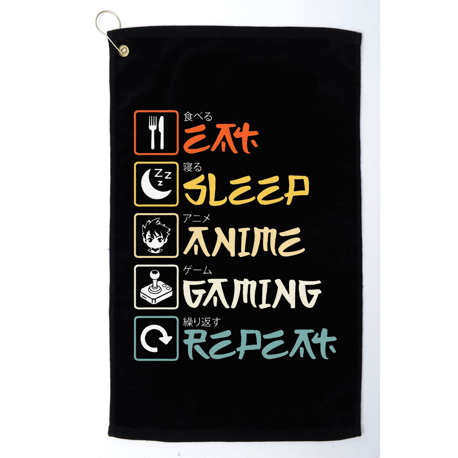 Eat Sleep Anime Gaming Repeat Gamer Gift Golf Towel