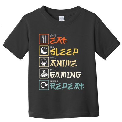 Eat Sleep Anime Gaming Repeat Gamer Gift Toddler T-Shirt