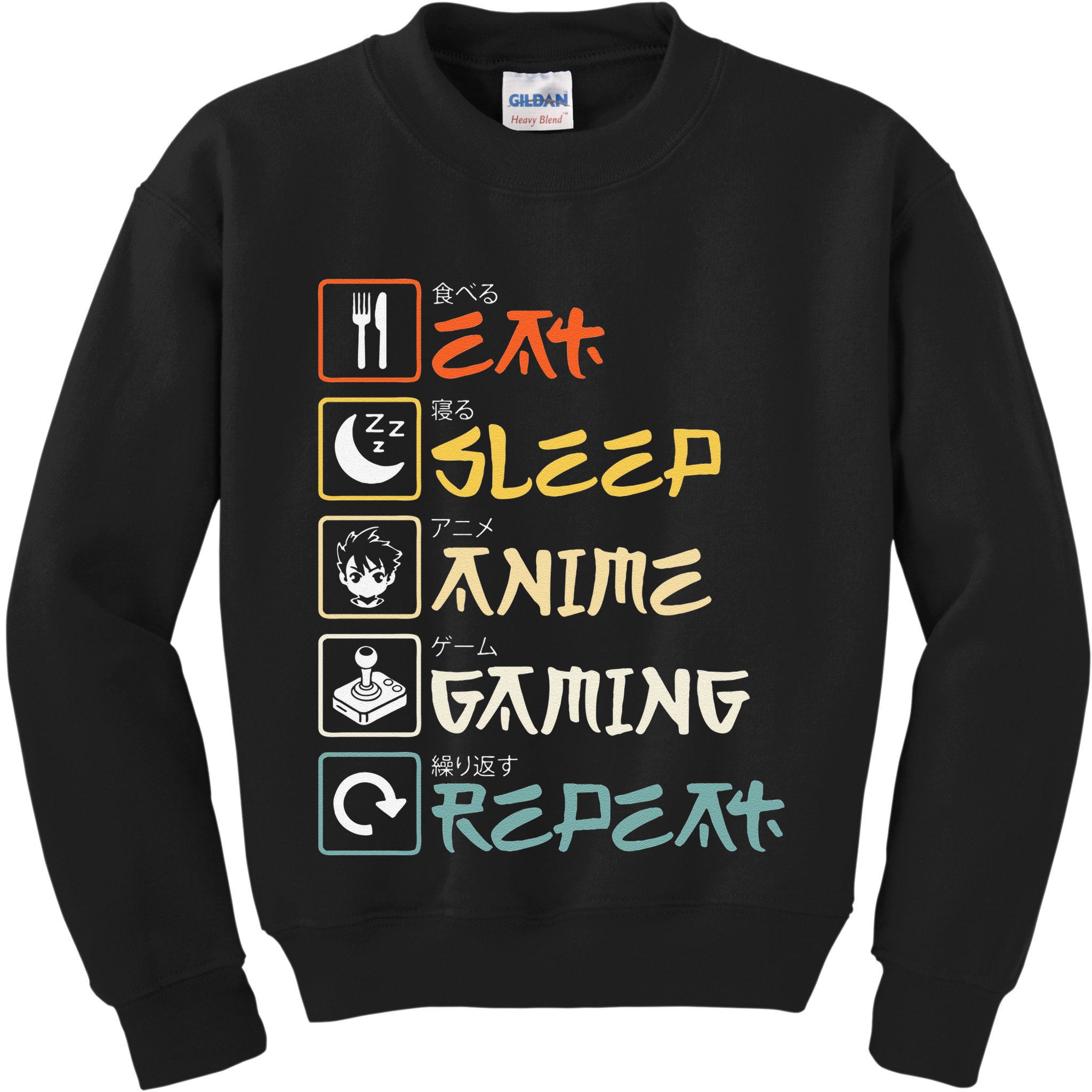 Eat Sleep Anime Gaming Repeat Gamer Gift Kids Sweatshirt