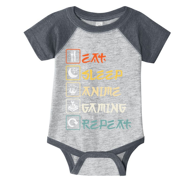 Eat Sleep Anime Gaming Repeat Gamer Gift Infant Baby Jersey Bodysuit
