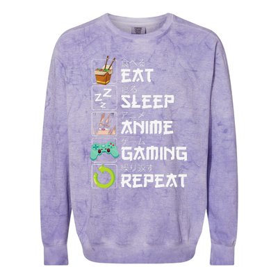 Eat Sleep Anime Gaming Repeat Kawaii Otaku Anime Manga Colorblast Crewneck Sweatshirt