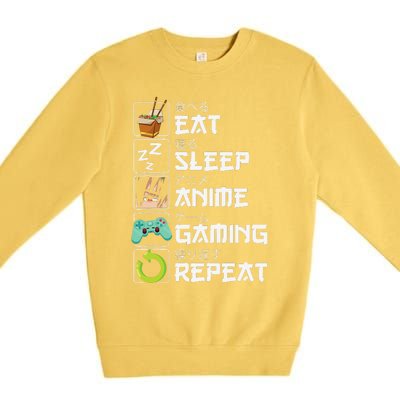 Eat Sleep Anime Gaming Repeat Kawaii Otaku Anime Manga Premium Crewneck Sweatshirt