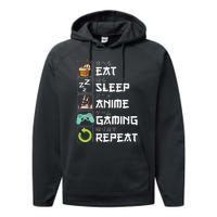 Eat Sleep Anime Gaming Repeat Kawaii Otaku Anime Manga Performance Fleece Hoodie