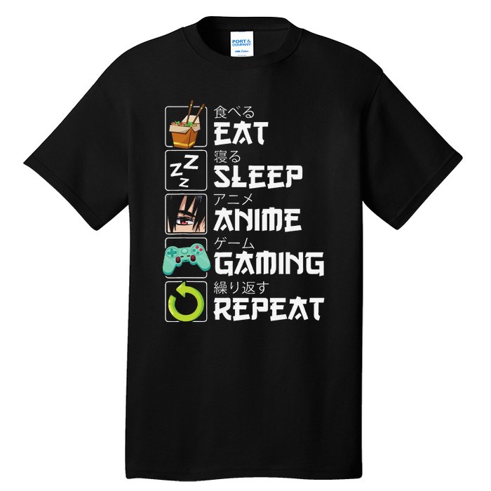 Eat Sleep Anime Gaming Repeat Kawaii Otaku Anime Manga Tall T-Shirt