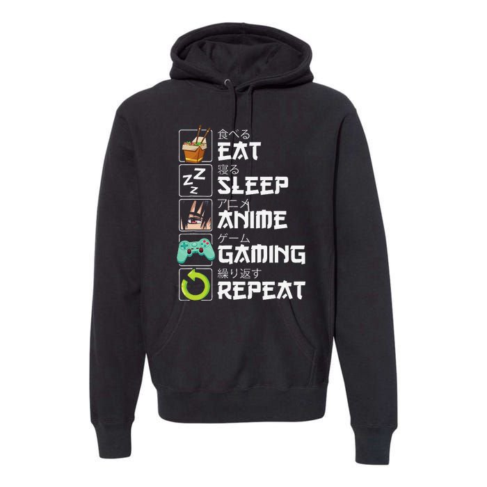 Eat Sleep Anime Gaming Repeat Kawaii Otaku Anime Manga Premium Hoodie