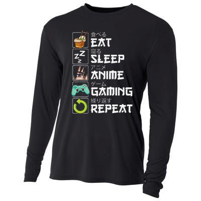 Eat Sleep Anime Gaming Repeat Kawaii Otaku Anime Manga Cooling Performance Long Sleeve Crew