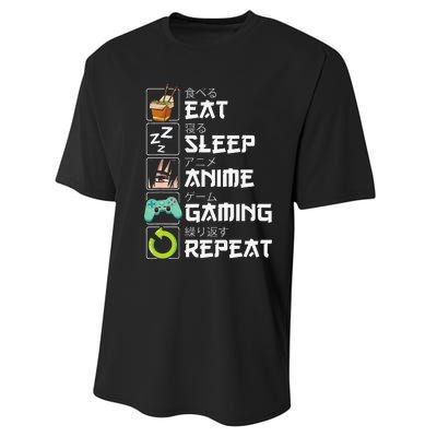 Eat Sleep Anime Gaming Repeat Kawaii Otaku Anime Manga Performance Sprint T-Shirt