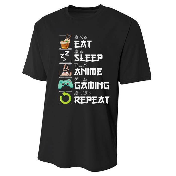 Eat Sleep Anime Gaming Repeat Kawaii Otaku Anime Manga Performance Sprint T-Shirt