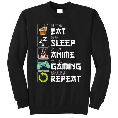 Eat Sleep Anime Gaming Repeat Kawaii Otaku Anime Manga Tall Sweatshirt