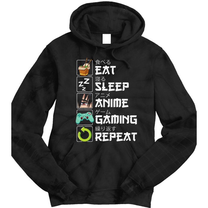 Eat Sleep Anime Gaming Repeat Kawaii Otaku Anime Manga Tie Dye Hoodie