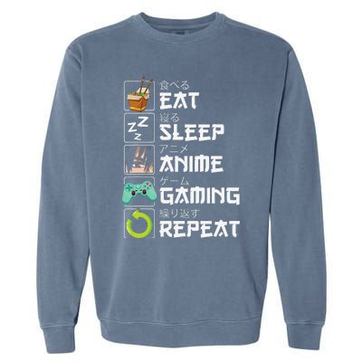 Eat Sleep Anime Gaming Repeat Kawaii Otaku Anime Manga Garment-Dyed Sweatshirt