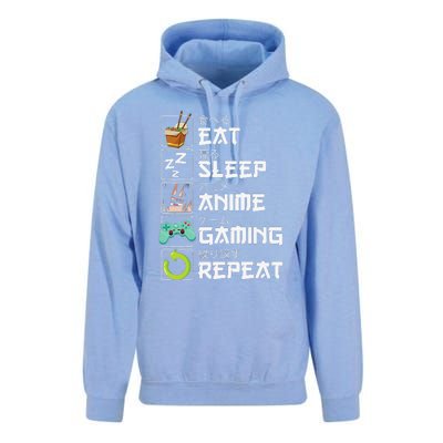 Eat Sleep Anime Gaming Repeat Kawaii Otaku Anime Manga Unisex Surf Hoodie