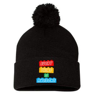 Everything S Awesome For The Eternal Optimist Pom Pom 12in Knit Beanie