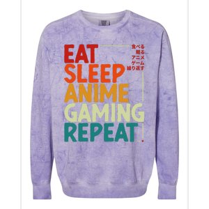 Eat Sleep Anime Gaming Repeat Otaku Gamer Japanese Anime Colorblast Crewneck Sweatshirt