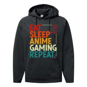 Eat Sleep Anime Gaming Repeat Otaku Gamer Japanese Anime Performance Fleece Hoodie