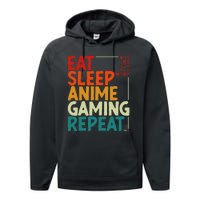 Eat Sleep Anime Gaming Repeat Otaku Gamer Japanese Anime Performance Fleece Hoodie