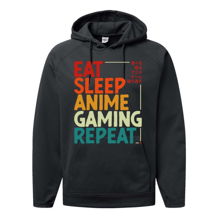 Eat Sleep Anime Gaming Repeat Otaku Gamer Japanese Anime Performance Fleece Hoodie