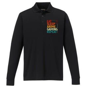 Eat Sleep Anime Gaming Repeat Otaku Gamer Japanese Anime Performance Long Sleeve Polo