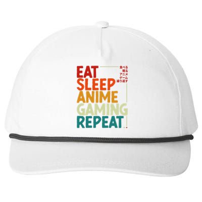 Eat Sleep Anime Gaming Repeat Otaku Gamer Japanese Anime Snapback Five-Panel Rope Hat