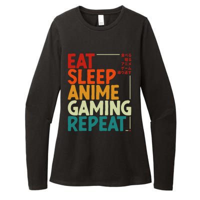 Eat Sleep Anime Gaming Repeat Otaku Gamer Japanese Anime Womens CVC Long Sleeve Shirt