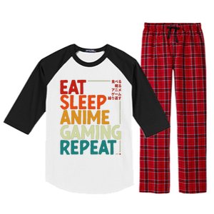 Eat Sleep Anime Gaming Repeat Otaku Gamer Japanese Anime Raglan Sleeve Pajama Set